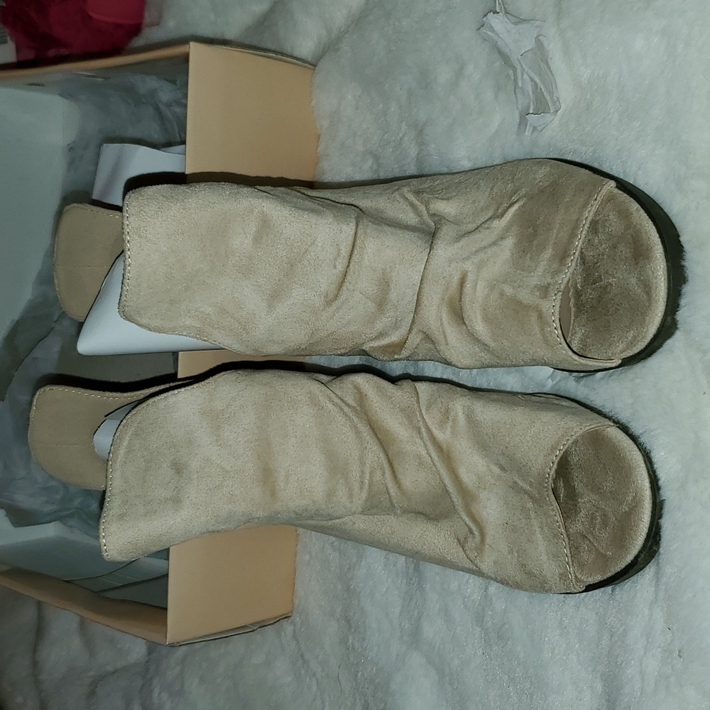 Suede open toe bootie